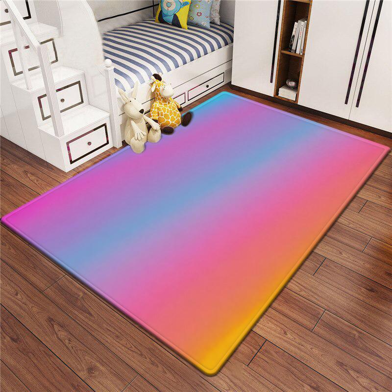Dopamine Gradient Color Large Carpet Non Slip Soft Cartoon Kids Bedroom Living Room Floor Mat Home Decor Children's Play Carpet