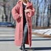 Cardigan con cappuccio da donna a tinta unita, vestibilità larga, lunghezza lunga, con bottoni a monopetto