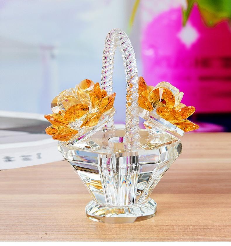 Creative Crystal Flower Basket Ornaments, Living Room Wine Cabinet, Wedding Gifts, Teacher's Day Gifts,table, Car Ornaments