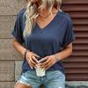 Spring and Summer Pure Color Button-up Fashion Short-sleeved Women's T-shirts