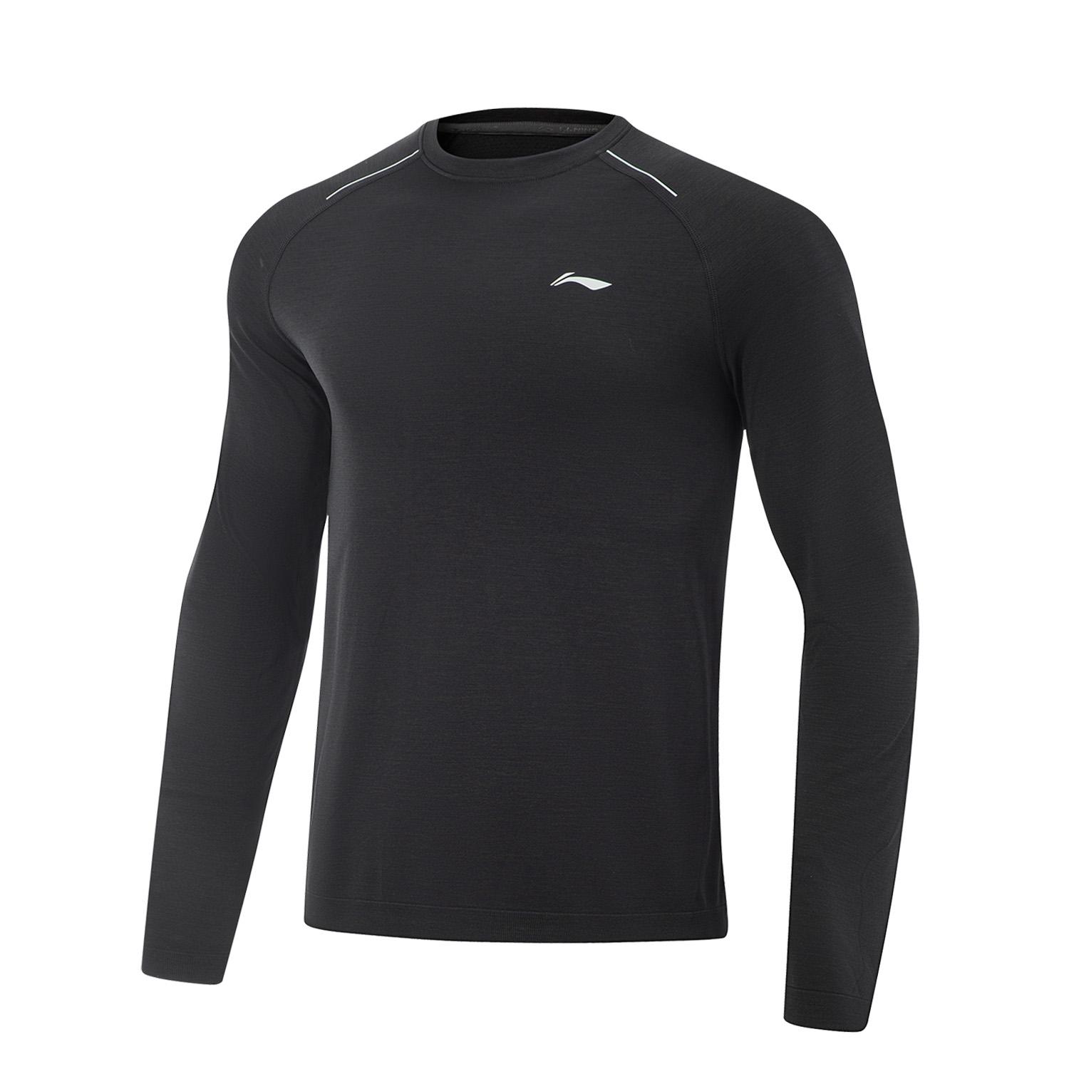 

Li-Ning Simple Versatile Comfortable Casual Round Neck Pullover Long Sleeve T-Shirt Men Tops Coal-Gray ATLV271-2 S