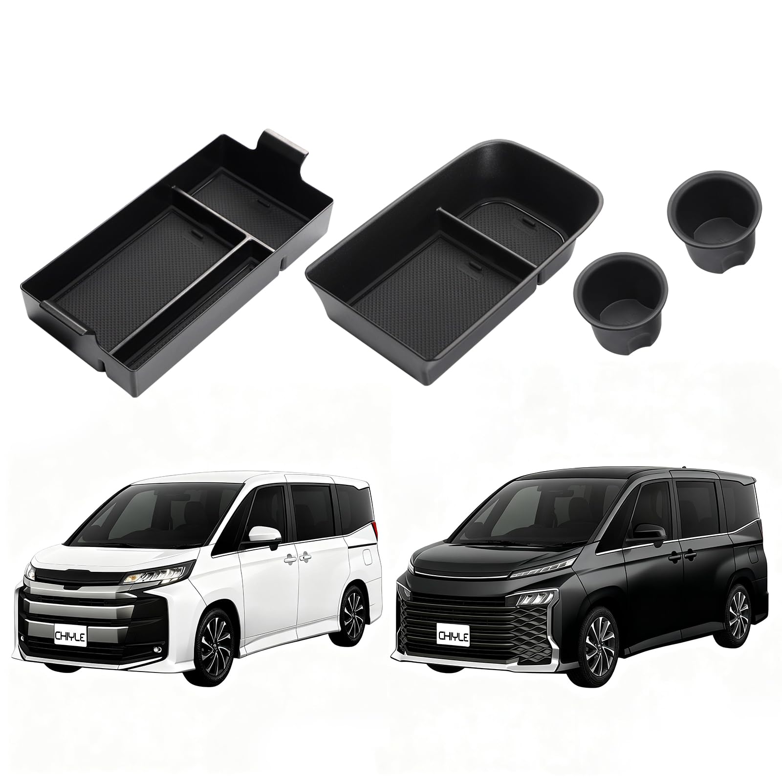 

CHIYLE set for Toyota 90 series 2022 Center console organizer storage cup dedicated accessory for Toyota 90 series 2026 3-piece Voxy/Noah (January - чёрный