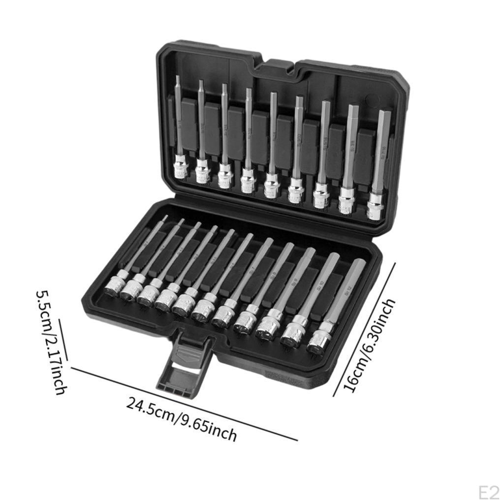 20Pcs Hex Bit Socket Set Professional Versatile 3/8 Inch Drive for Machinery