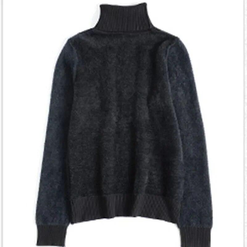 Winter Büro-dame Samt Gestrickte Warme Pullover Casual Lose Langarm Solide Hohe Kragen Pullover Frauen Mode Pullover 29555