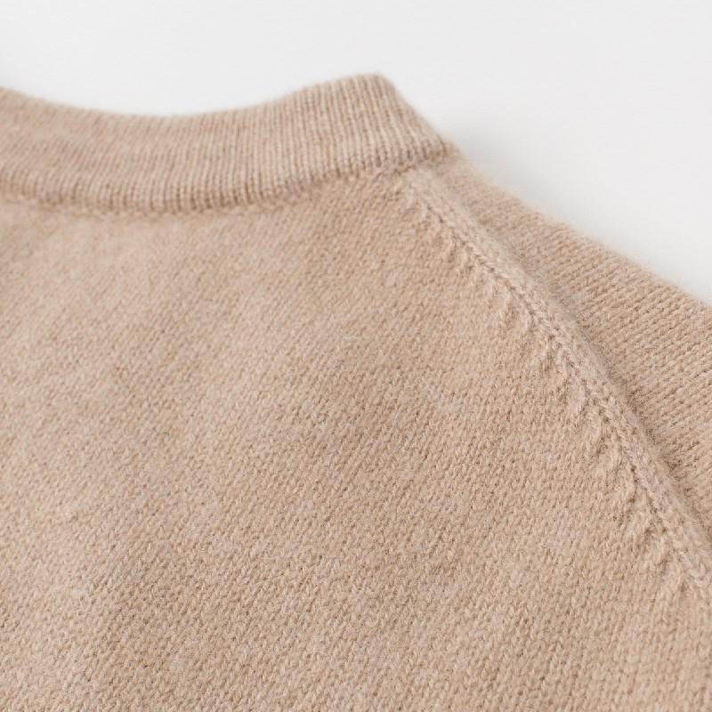 2025 Women's Cashmere Openwork Flower Cardigan - Solid Color, Round Neck, Long Sleeve, Warm Sweater