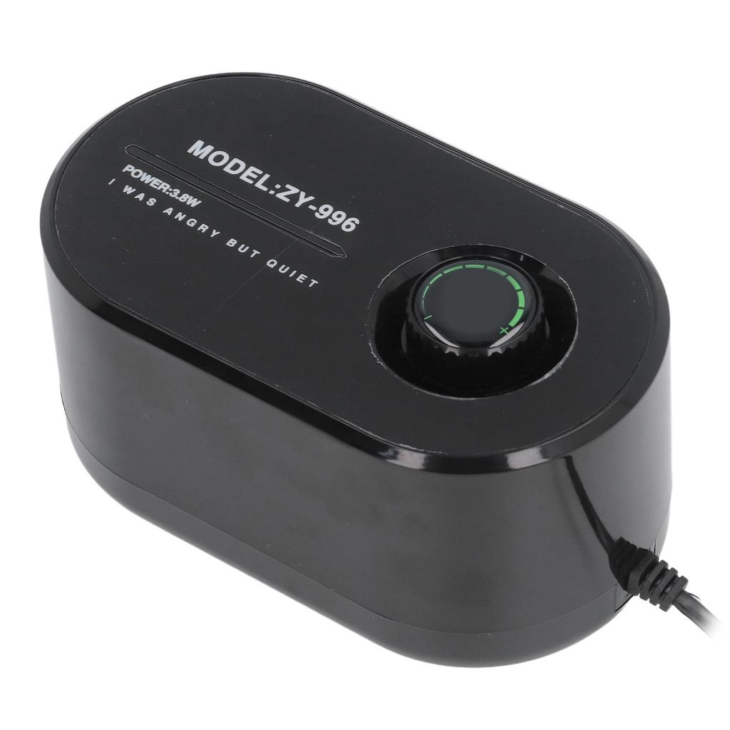 Pompa powietrza do akwarium 3,8 W, regulowana, łatwa w obsłudze, ultra cicha, gumowa pompa tlenowa ABS do akwarium