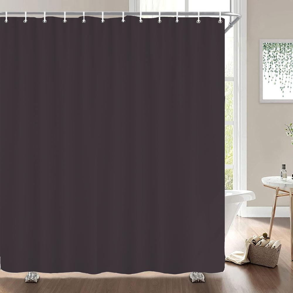 

1Pcs Black Gray White Solid Color Printed Fabric Waterproof Shower Curtain, Home Decoration Bathroom Curtain, With Hooks W60H190(CM)-1 Pcs