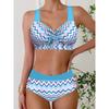 New Summer Women's Holiday Resort Style Swimwear Fashion Design Sunset Slanting Sun Printed Swimsuit Two Piece SetS-5XL