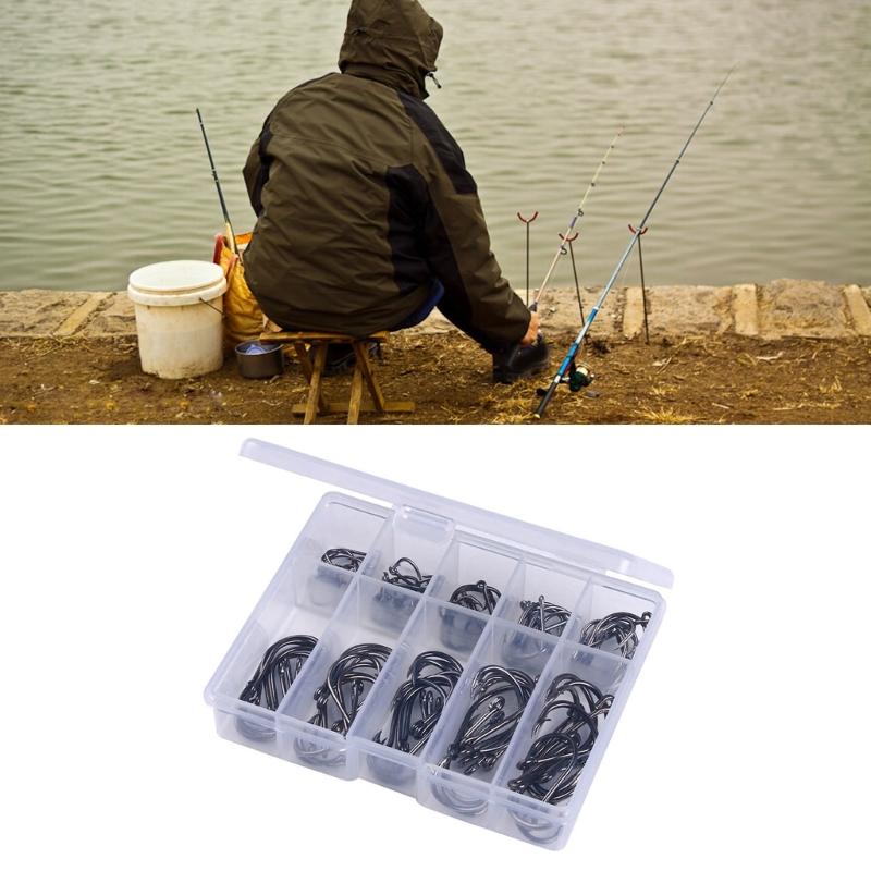 100/500 Pezzi Amo da Pesca con Ardiglione in Acciaio Sostituzione Amo da Pesca per Acqua Salata con Occhiello Antiruggine