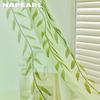 1PC Green Transparent Window Screen Willow Leaf Pattern Offset Printing Curtain Tulle Sheer for Living Room Bedroom Balcony Home Decor NAPEARL