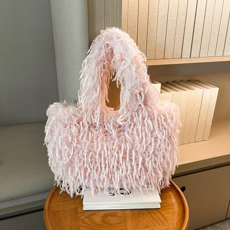 Plush Bag Women's Large-capacity New Autumn and Winter Versatile Plush Shoulder Bag Commuter Tote Bag