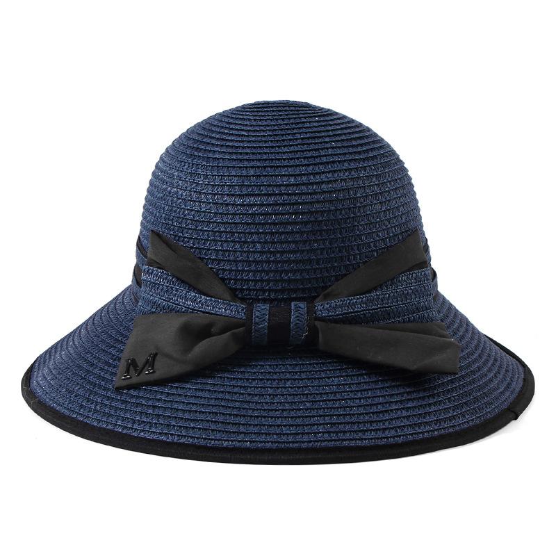 Straw Plaited Hat Sweet Bow Large Brim Womens Sunshade Fisherman Hatscaps