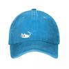 Blue Cute Cat Graphic Snapback Hat  New Vintage Washed Cotton Baseball Cap Parent Kids Sun Hats