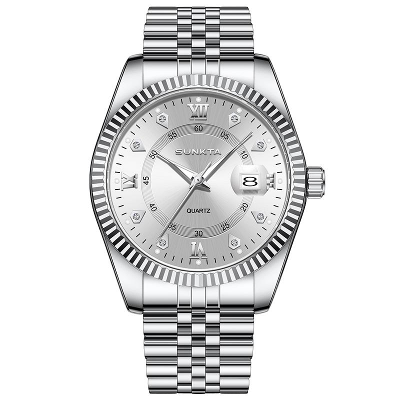 Sunkta Luxury Business Men Wristwatch Waterproof Luminous Date Military Man Watch Stainless Steel Fashion Men's Quartz Watches