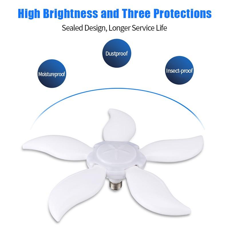 45W 50W 100W E27 LED Garage Luce Ventilatori pieghevoli Lama Officina Plafoniere Apparecchio Lampada deformabile Illuminazione industriale