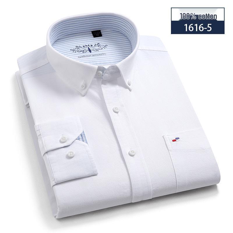 Oxford Men's Long Sleeve Printed Business Shirt - Slim Fit Turn-Down Collar