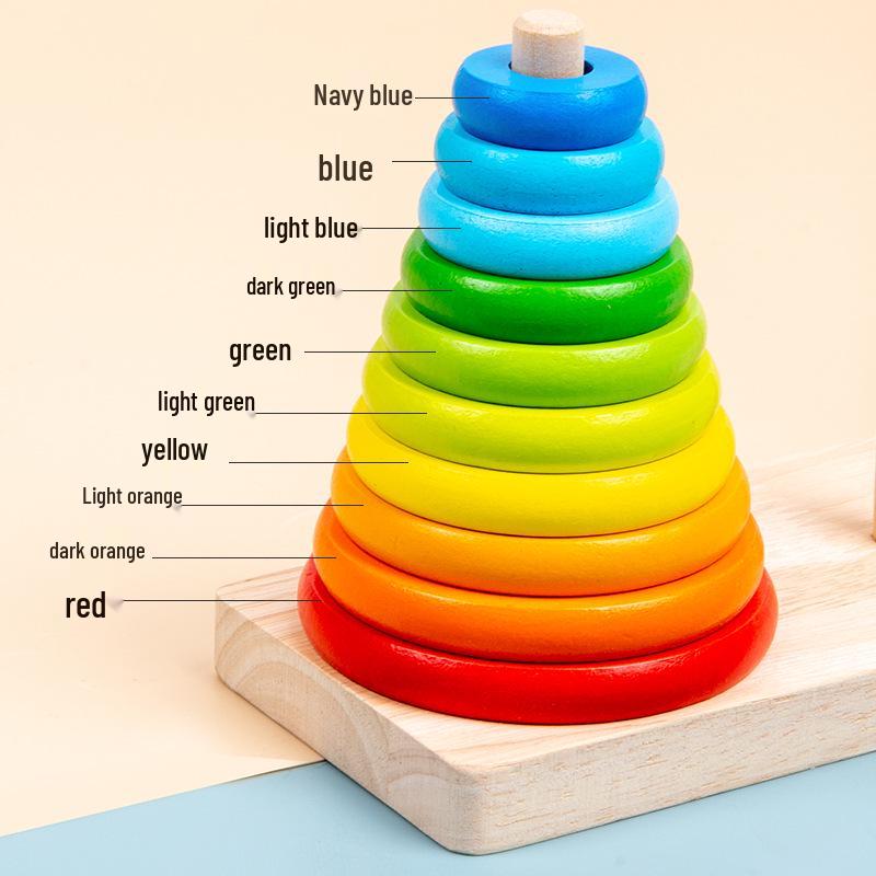 Hanoi Tower 8-10 Layer Wooden Toy for Developing Children's Logical Thinking and Intelligence