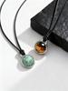 Faceted Sparkling Natural Stone Pendant for Men,Adjustable Black Cord Long Chain Tiger Eye Stone Collars,Stylish Jewelry Gift
