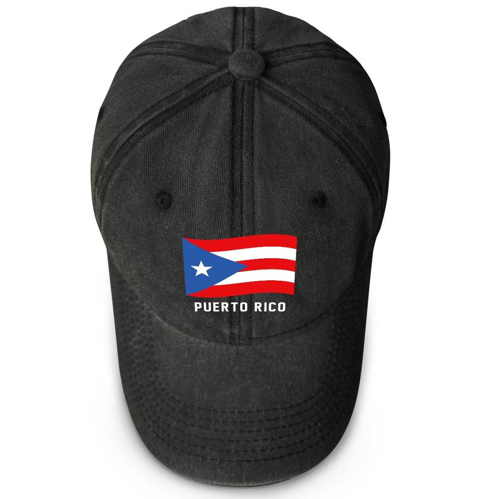 Puerto Rico Flag Waves Print Verstellbare Baseballkappe, Patriotische Papa-Kappe Verstellbare Schnalle Trendiger Vintage-Schnitt Snapback Sonnenhut