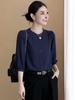 Women's Mid-Sleeve Simple Shirt - Versatile, Slimming, and Stylish for Early Spring