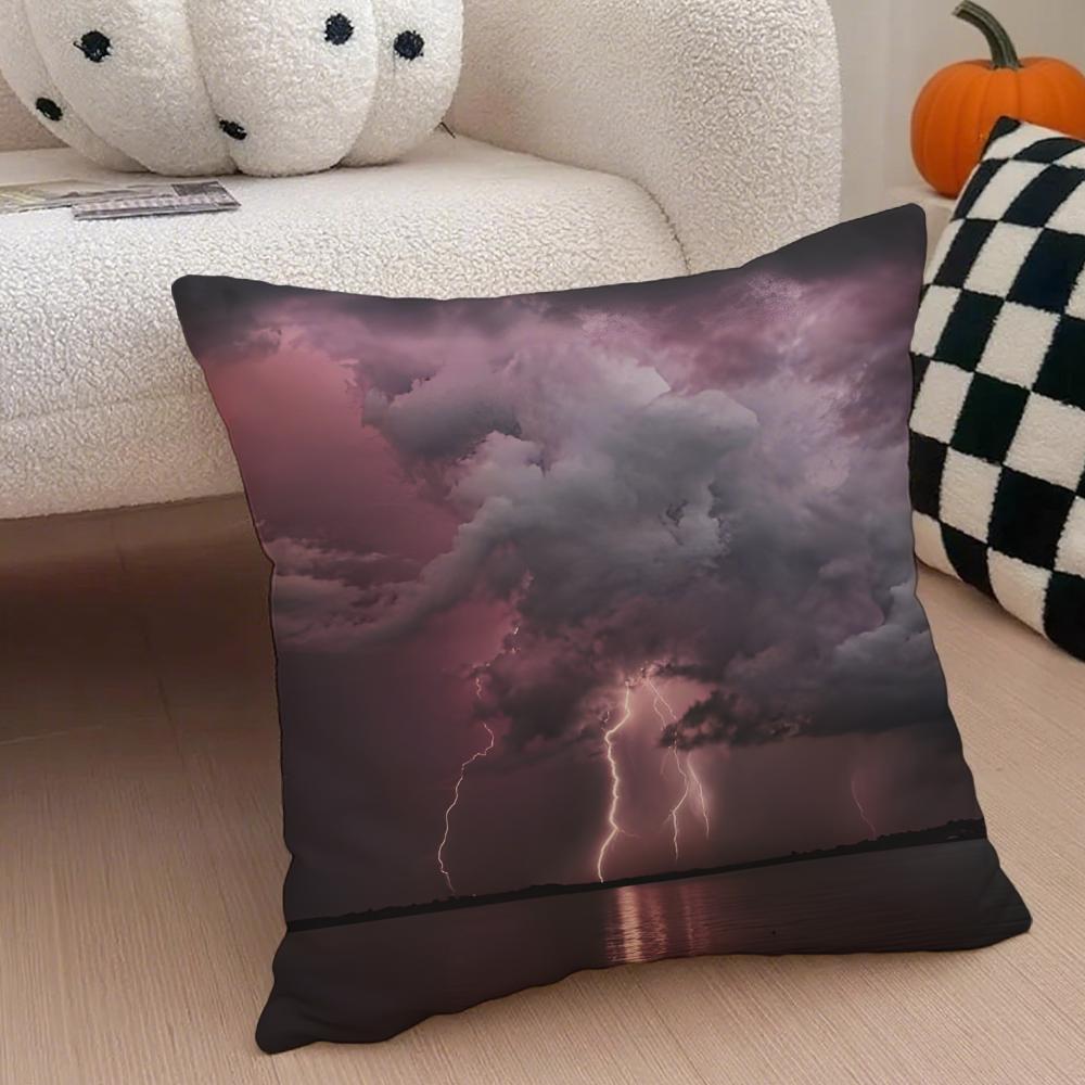 Lightning Cushion Cover Linen Pillow Case Soft Breathable Protective Couch Room Decoration