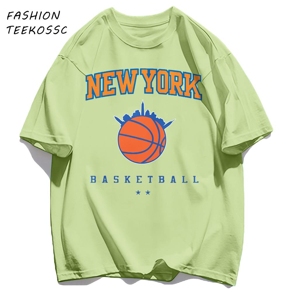 New York Basketball Print Men Basics TShirt Trendy Casual Oversize T Shirts Cotton Soft Streetwear Summer AllMatch Clothes