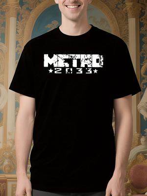 Metro Exodus Gas Mask Graphic Tshirt - Black with White M...