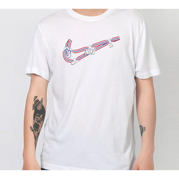Nike T Shirts Men's White Crew Neck Moderate Straight Fit CV1066-100