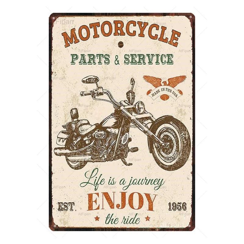 Vintage Motorcycle Garage Metal Plate  Classic Tire Poster  Shabby Chic Wall Art Decor  xCM Metal Painting for Home  Retro Cuadr