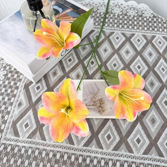 Yousheng Artificial Lily Flower 3 Heads Full Bloom Faux Lily Branch with Leaves Real Touch Fake Lilium Flower for DIY Wedding Bouquet Floral