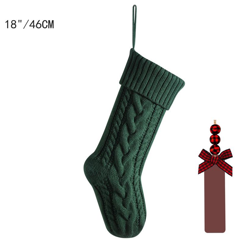 

Рождественские носки 18 дюймов Персонализированный вязаный подвесной носок с деревянными бирками для имен для семейного праздника Рождественское украшение зелёный