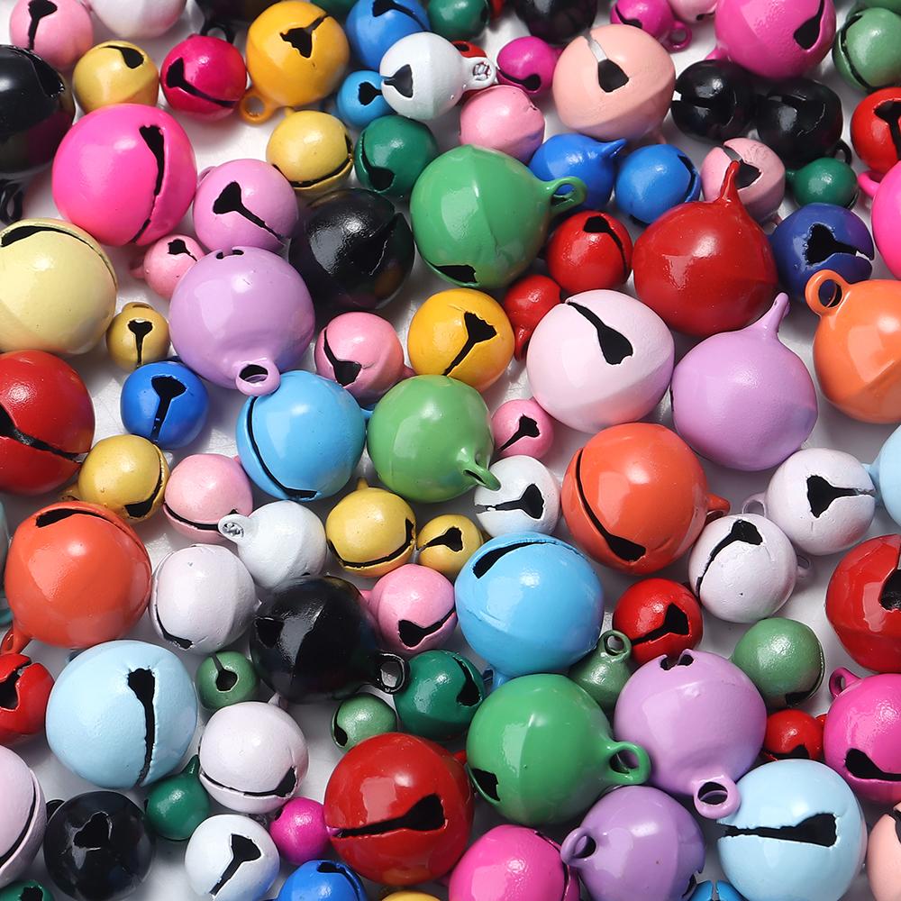 

50pcs/Lot Round Painted Color Bells Beads Mini Bell Ornaments for Jewlery Making DIY Bracelet Necklace Earrings Decor Accessory 6mm