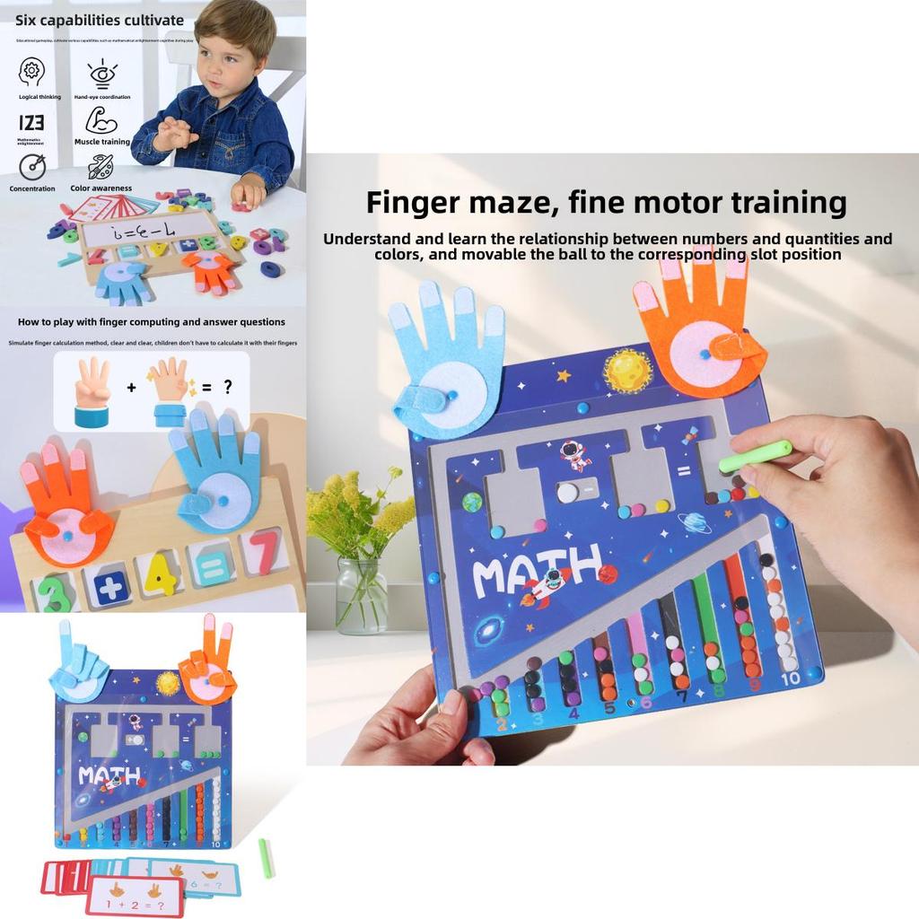 Wooden Montessori Number Teaching Aids Magnetic Bead Maze Counting Board For Kids Educational Toy