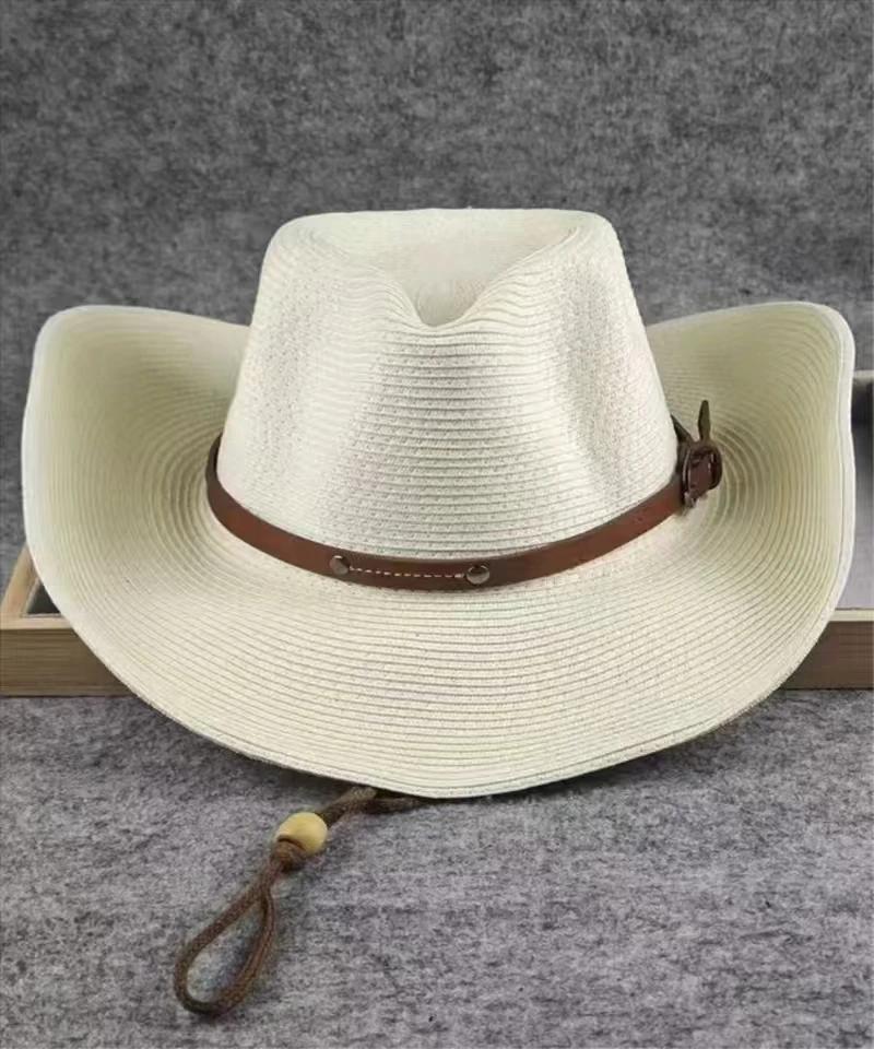 Big Head 62cm Man Large Waisted Cowboy Hat Summer Sun Protection Hat 60 Cm Foldable Beach Travel Straw Hat Large Men's Xxl
