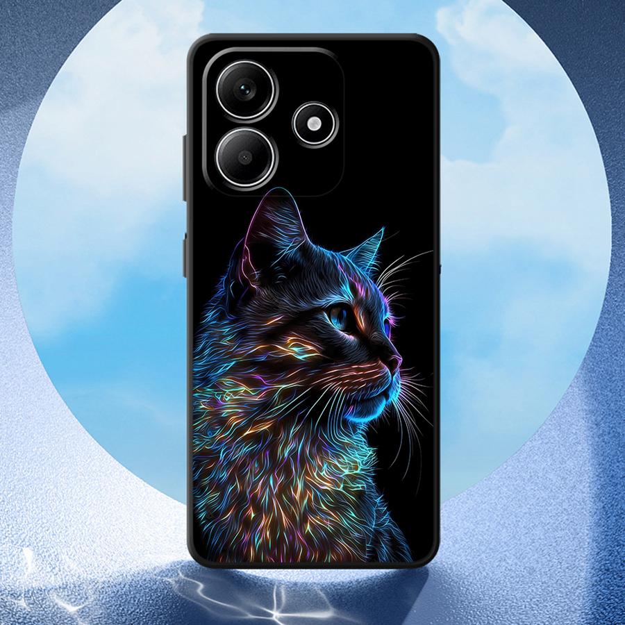 Soft Cover Phone Case for Xiaomi Redmi Note 11s 12Pro 13Pro 12 12s 11Pro 9T 13 10 8t 9s 11 14 Pro+ 10s 10Pro Neon Colored Cat
