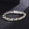 S925 Sterling Silver Two-Tone Gold XO Diamond Bracelet - Retro and Versatile Style
