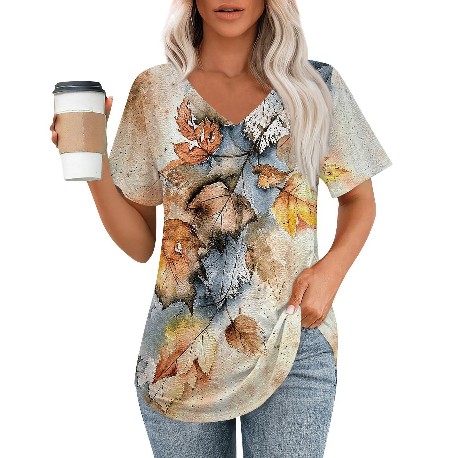 

Женские футболки с V-образным вырезом и коротким рукавом, повседневные топы свободного кроя, базовые футболки с закругленным подолом XXL хаки