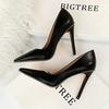 Fashion BIGTREE Shoes Rivet Woman Pumps 2024 New High Heels Stiletto Pu Leather Women Heels Sexy Party Shoes Female Heel Plus Size 43