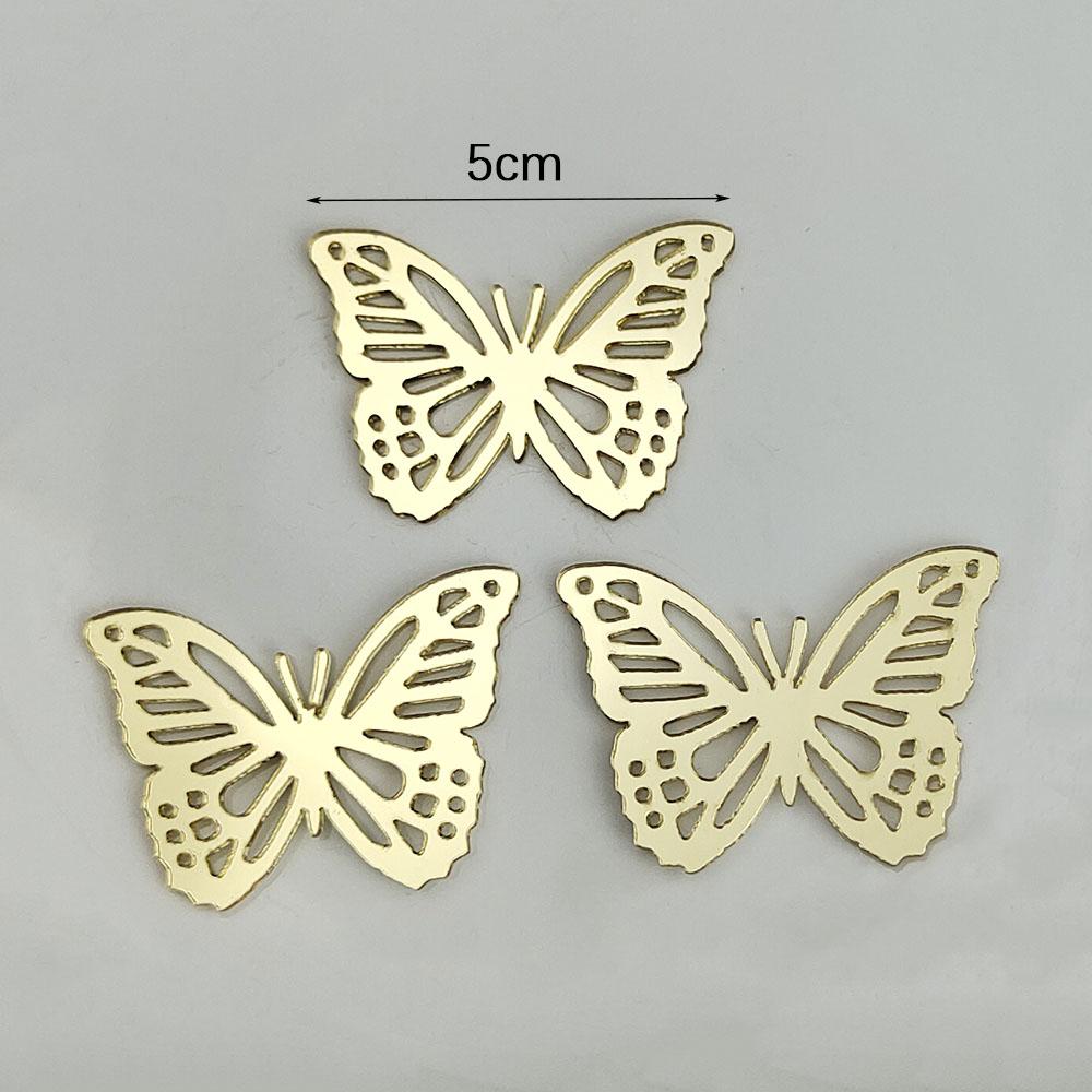 10Pcs 3D Gold Sliver Butterfly Cake Decoration Acrylic Hollow Cupcake Topper for Birthday Wedding Anniversary Baby Shower Party