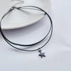 1 a retro fashion personality contracted stars the moon double black leather choker necklace cervical collar neck jewelry neckla