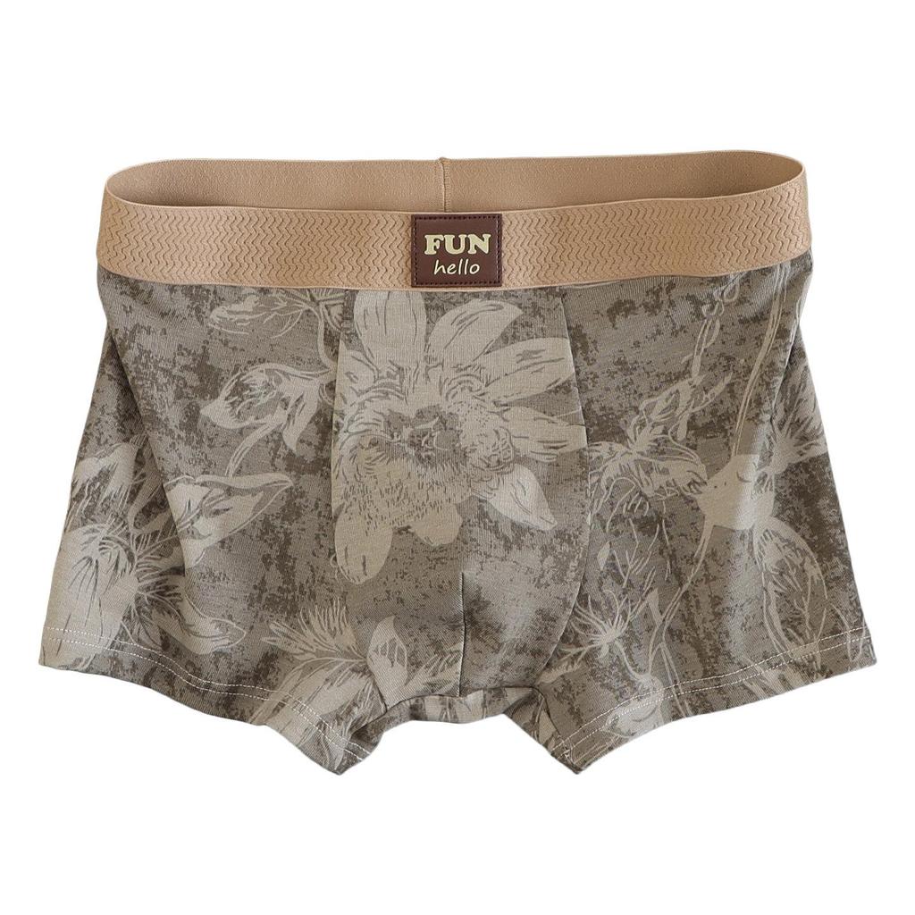 10A Antibacterial Men's Ethnic Print Breathable Boxer Briefs Shorts