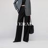 Wide leg suit pants, women's casual floor length pants, loose and slimming straight leg pants
