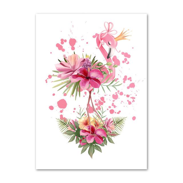 

Настенный постер с именем девушки на заказ, персонализированный настенный постер для детской комнаты, розовый цветок, фламинго, холст, картина, украшение для детской спальни, изображение A4 21x30cm No Frame