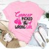 Breast Cancer Cancer Picked The Wrong Girl Printing T-Shirt Fashion Short Sleeve Summer Cool Hip Hop Top Tee Women Clothing Y2K