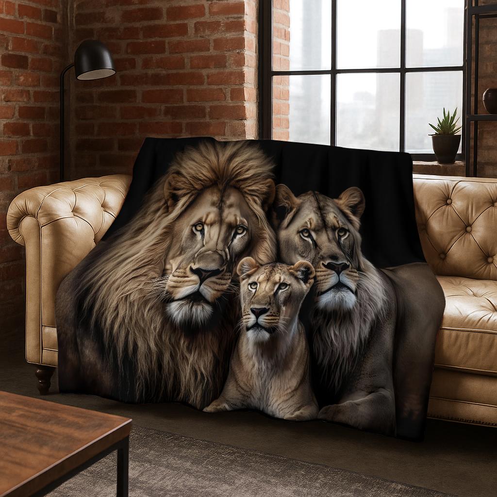 3D Dream Lion Animal Cartoon Flannel Blanket Soft Warm Blanket for Bedroom Room Living Room Bed Office Travel Camping Picnic