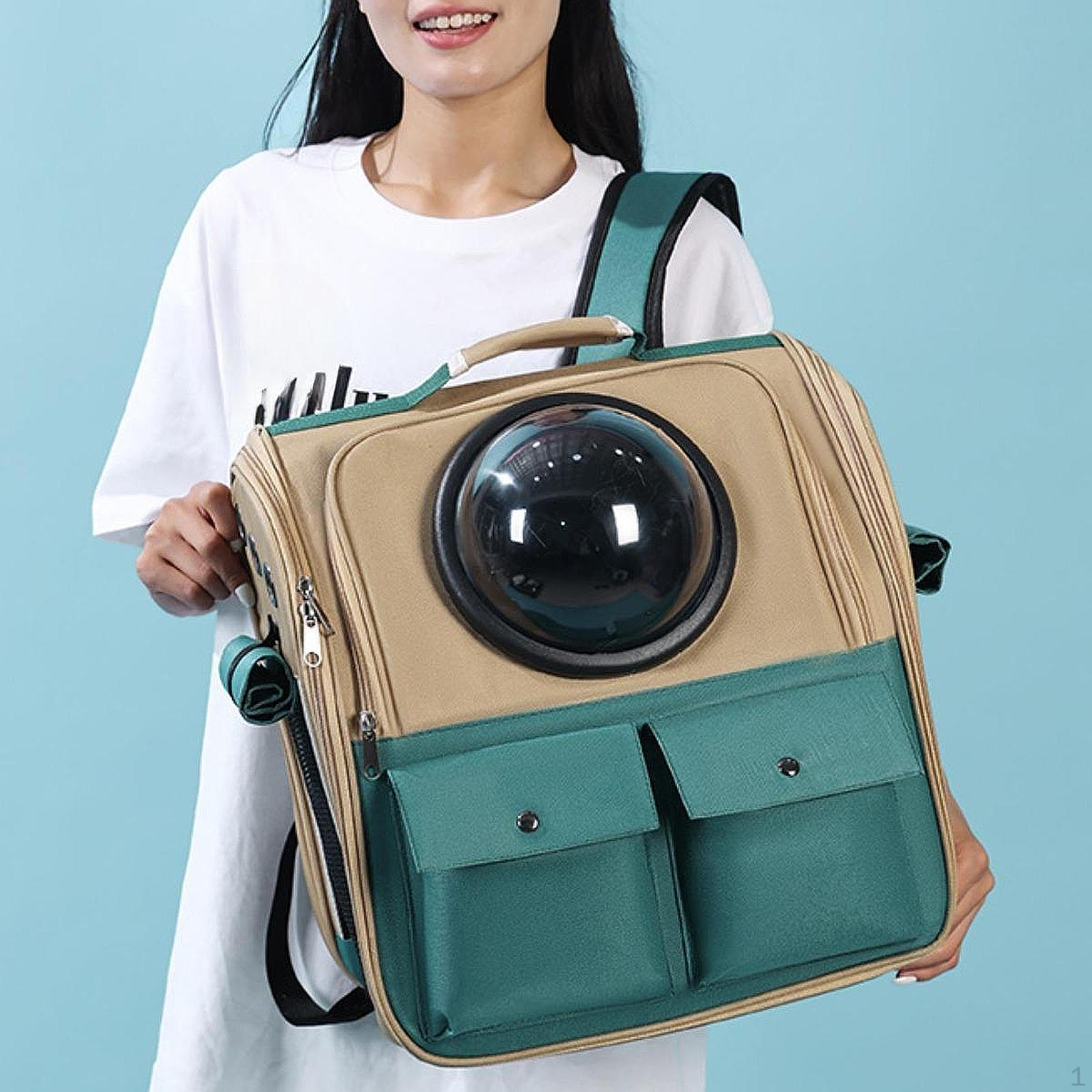 

Bubble Space Capsule Pet Carrier, Dog And Cat Backpack for Hiking Travel Khaki with green