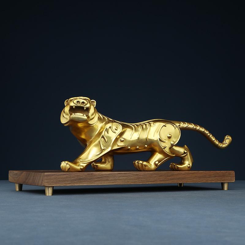 Brass Ornaments Chinese Zodiac Tiger Ornament Living Room TV Cabinet Office Desk Surface Panel Decorations Birthday Gift