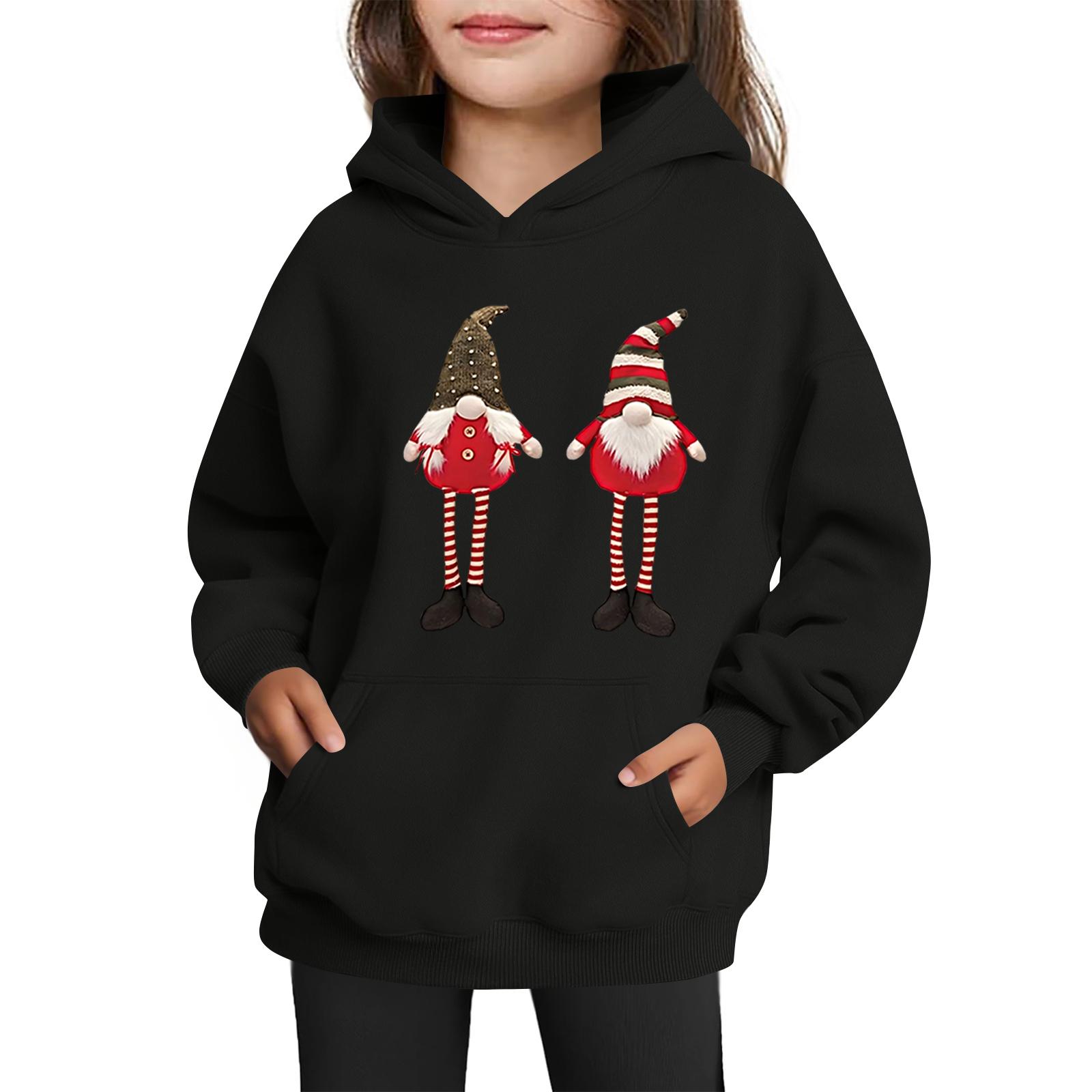 

Sweatshirts For Teen Girls Hoodies Long Sleeve Drawstring Pullover Cute Printed Oversized Hoodie Christmas 110 чорний