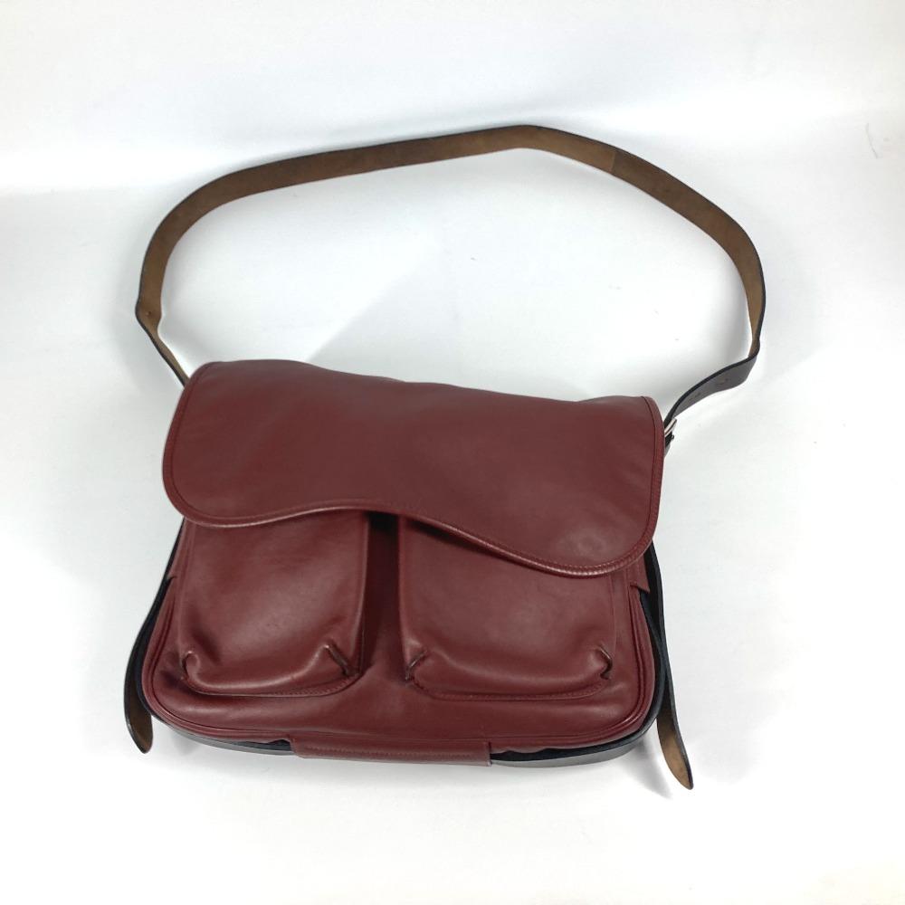 HERMES flap Barda 33 Drawstring Shoulder Bag Leather Rouge Ash Brown