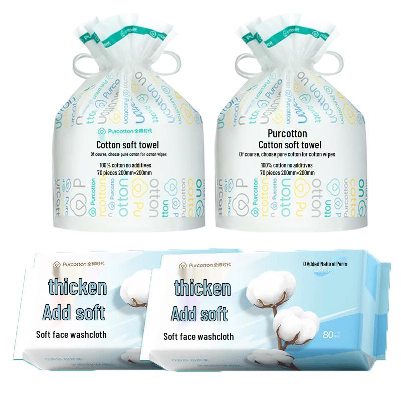 PurCotton Cotton Soft Facial Towel & Dry/Wet Tissue Combo